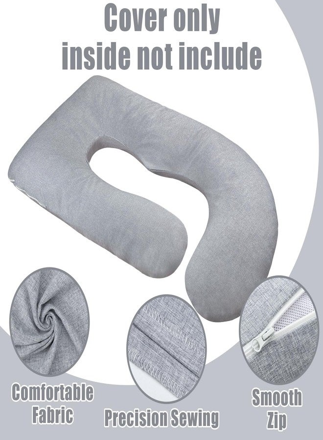 TANOFAR Pregnancy Pillow Cover J Shaped(ONLY Pillowcase), Super Soft Pillowcase Replacement Cover for Maternity Pillow, with Large Sized Zipper, Fits 55/58 Inch Pregnant Pillow, Grey - Image 2